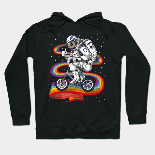 Psychedelic Astronaut Riding Bike Hoodie by underheaven